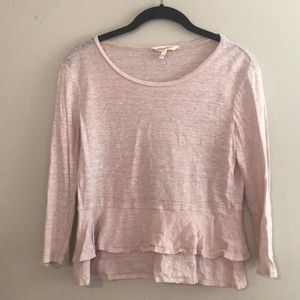 Rebecca Taylor pink linen jersey peplum